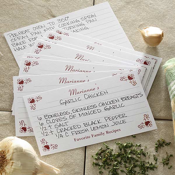 Personalized Recipe Cards Wedding Favors