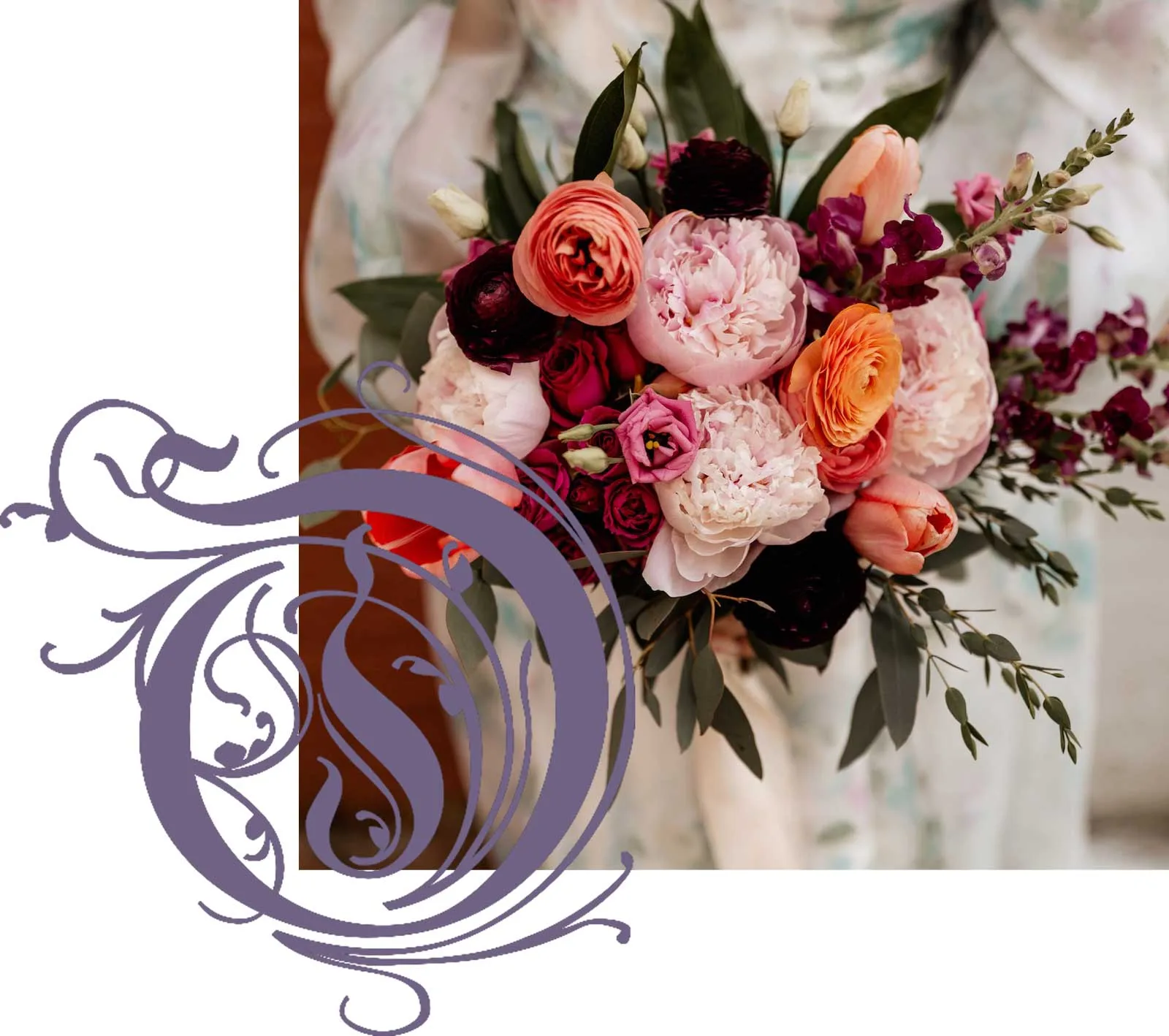Bridal bouquet of pink and coral blooms by Once Upon A Time Events