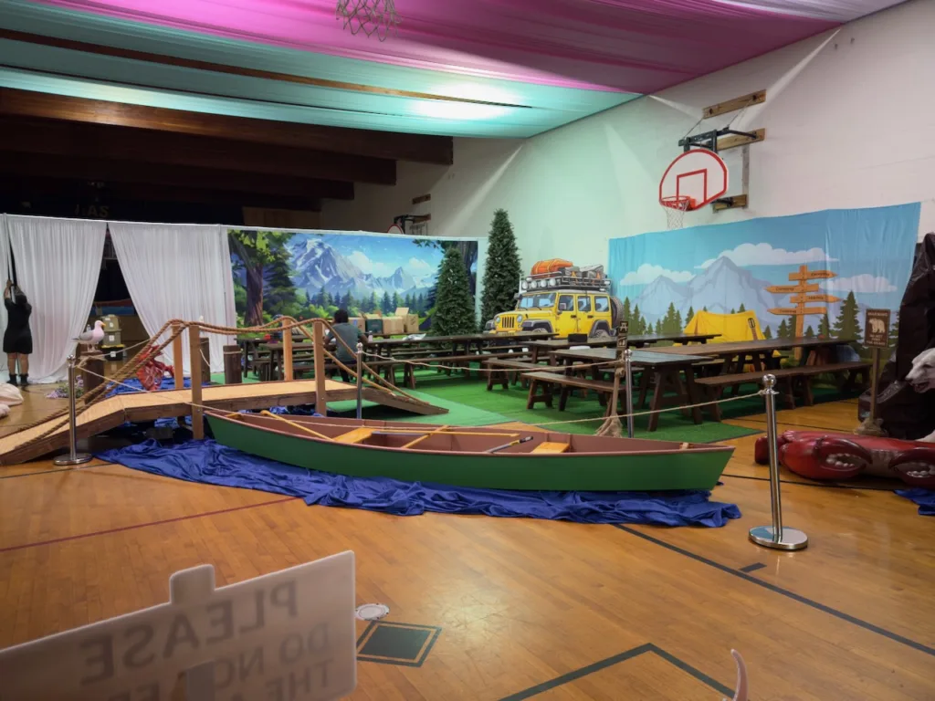 Colorful Vacation Bible School stage setup at Atholton Church in Columbia, MD