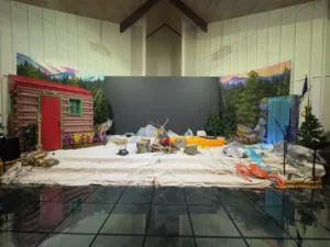 Bright stage decorations for Vacation Bible School in Columbia, MD