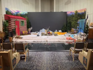 Welcome area decor for VBS at Atholton Church in Columbia, MD