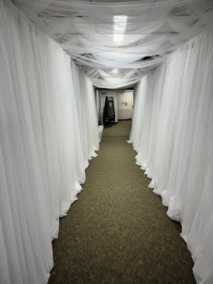 Decorated hallway leading to VBS classrooms at Atholton Church