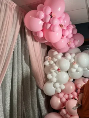 Pink and white balloon garland, Sweet 16 party decorations in Frederick, MD