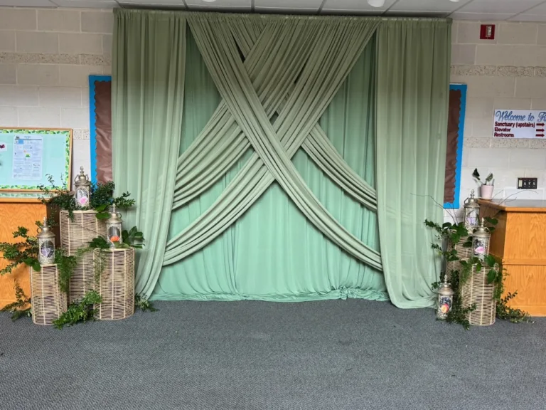 Full ballroom panorama of the prom setup in Mercersburg, PA